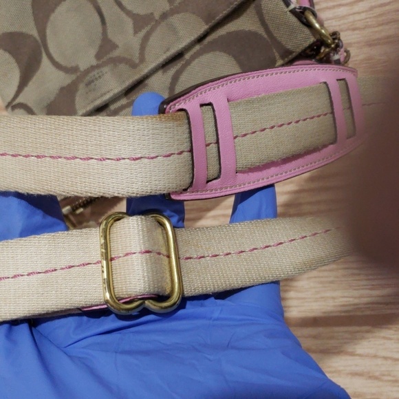 Coach Leather Bag - Crossbody - Brown, Tan Canvas & Pink  #A0867-41207 7.5"x8.5" - Picture 13 of 13